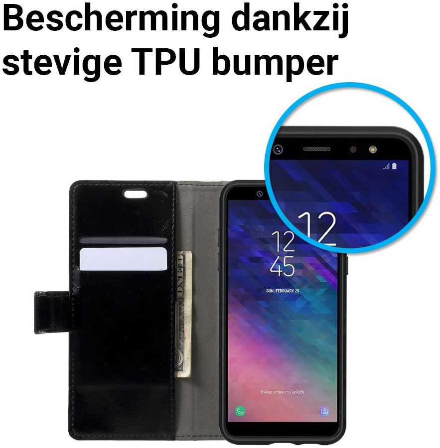 Samsung Galaxy A6 Hoesje met Kaarthouder Zwart afbeelding 4