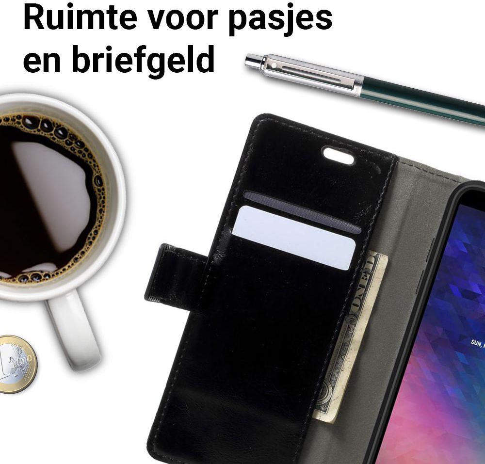 Samsung Galaxy A6 Hoesje met Kaarthouder Zwart afbeelding 5