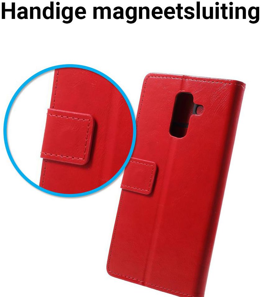 Samsung Galaxy A6 Hoesje met Kaarthouder Rood afbeelding 4