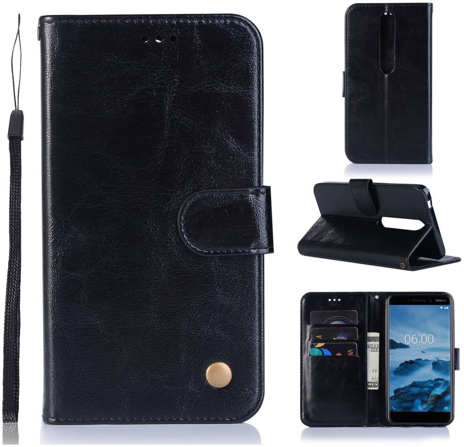 Nokia 6.1 / Nokia 6 (2018) Retro Portemonnee Hoesje Zwart afbeelding 7