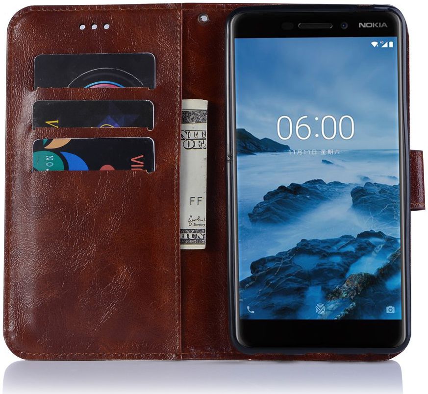 Nokia 6.1 / Nokia 6 (2018) Retro Portemonnee Hoesje Bruin afbeelding 2
