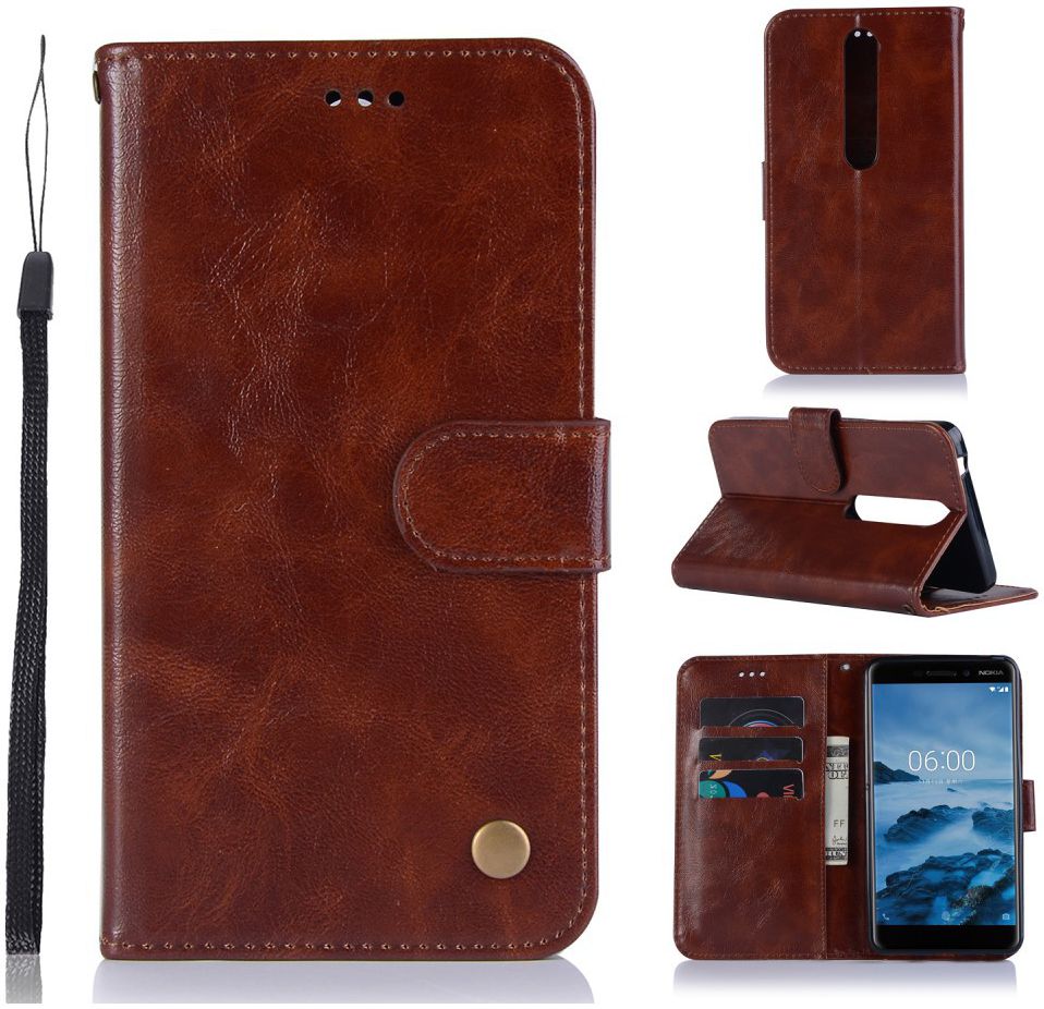 Nokia 6.1 / Nokia 6 (2018) Retro Portemonnee Hoesje Bruin afbeelding 7