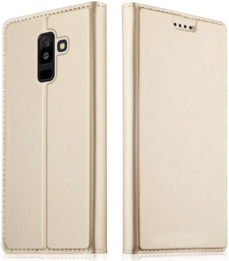 Samsung Galaxy A6 Plus Premium Hoesje met Kaarthouder Goud afbeelding 1