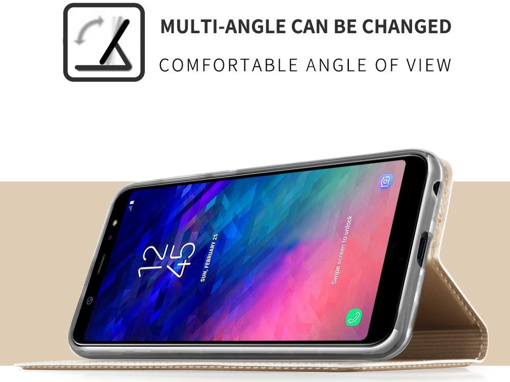 Samsung Galaxy A6 Plus Premium Hoesje met Kaarthouder Goud afbeelding 3
