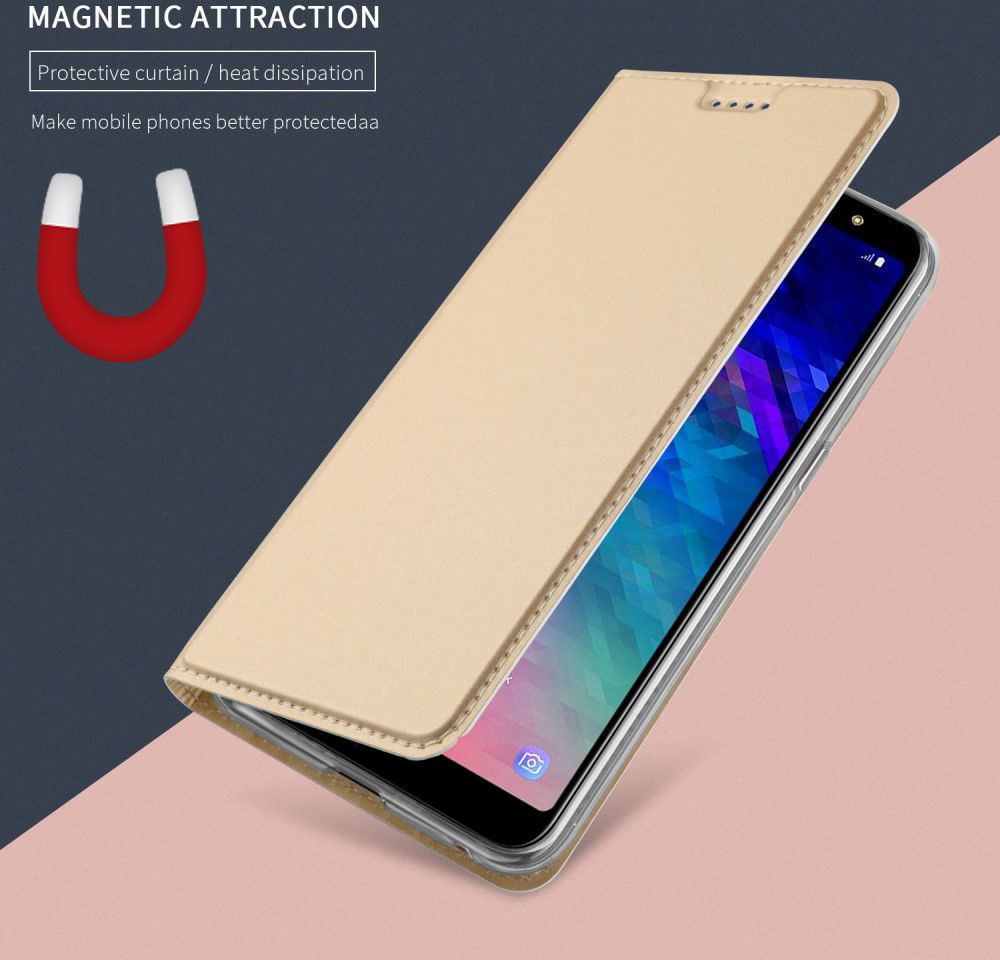 Samsung Galaxy A6 Plus Premium Hoesje met Kaarthouder Goud afbeelding 6