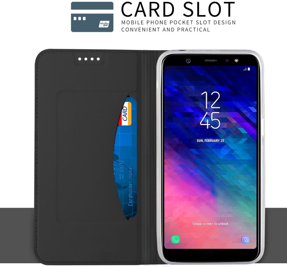 Samsung Galaxy A6 Premium Hoesje met Kaarthouder Zwart afbeelding 4