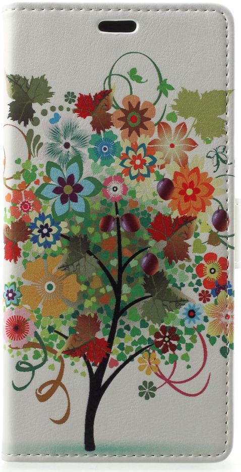 Samsung Galaxy A6 Plus Lederen Portemonnee Hoesje met Tree Print afbeelding 1