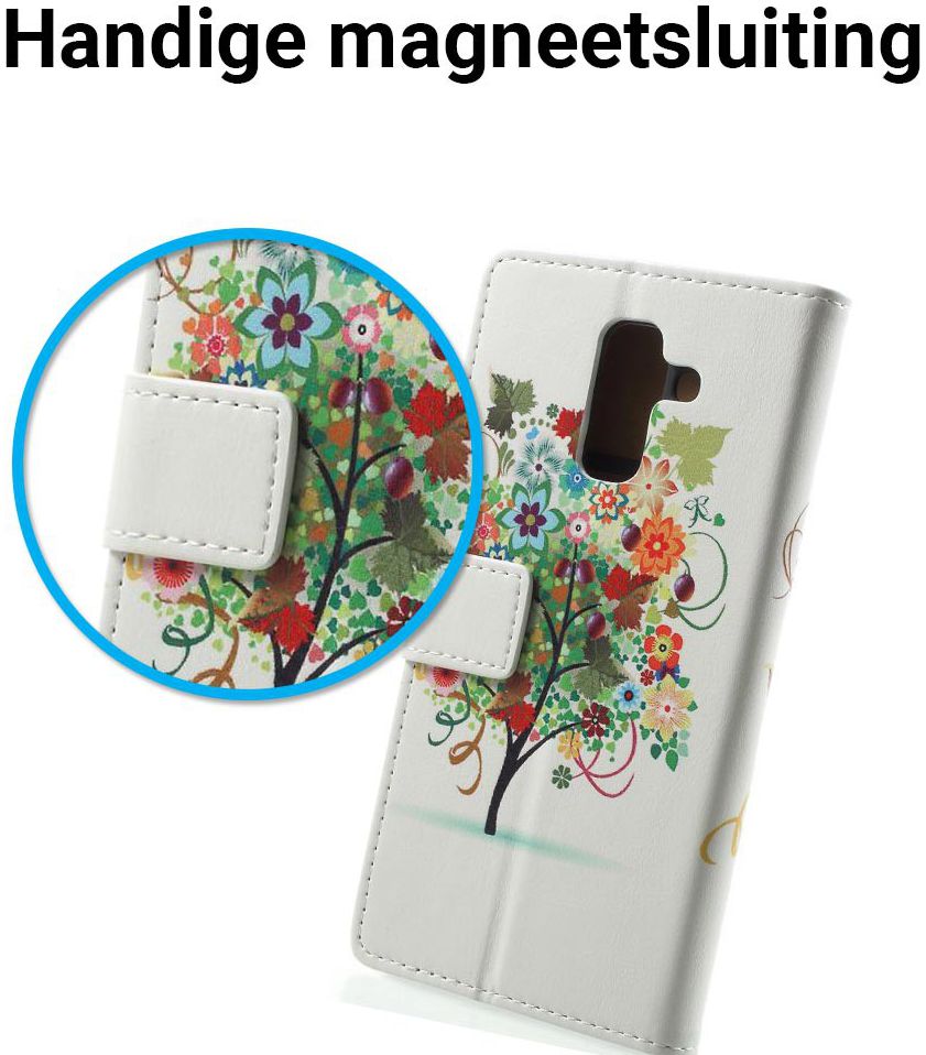 Samsung Galaxy A6 Plus Lederen Portemonnee Hoesje met Tree Print afbeelding 2