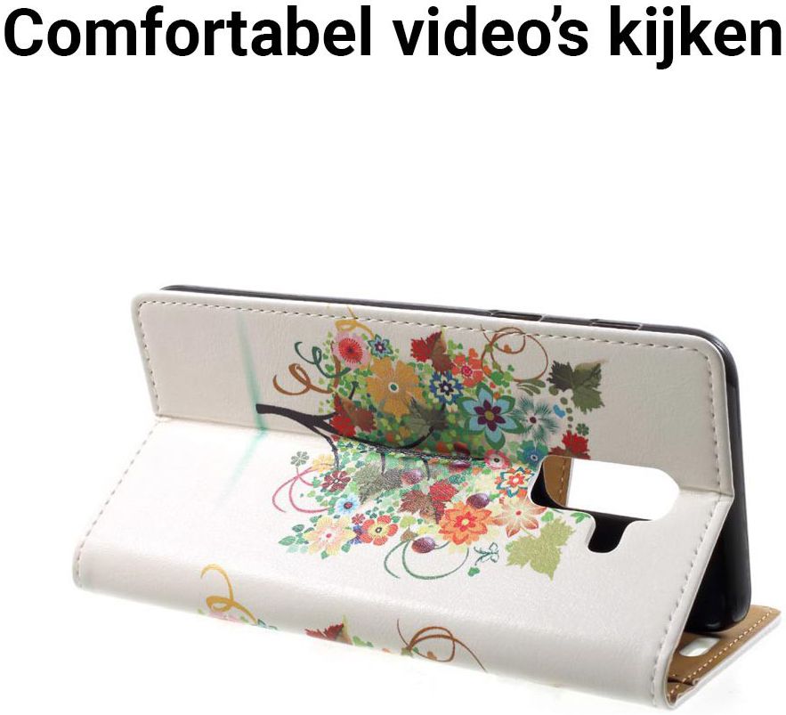 Samsung Galaxy A6 Plus Lederen Portemonnee Hoesje met Tree Print afbeelding 3