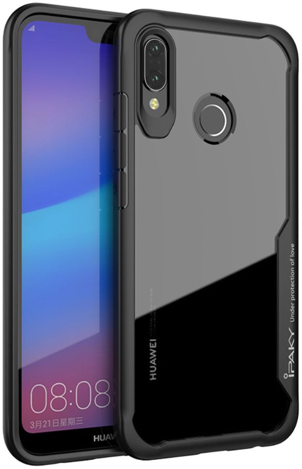 Ipaky Hybrid Back Cover Case Huawei P20 Lite Zwart afbeelding 1