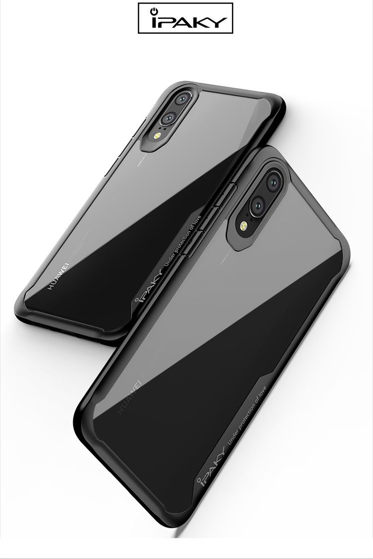 Ipaky Hybrid Back Cover Case Huawei P20 Lite Zwart afbeelding 2