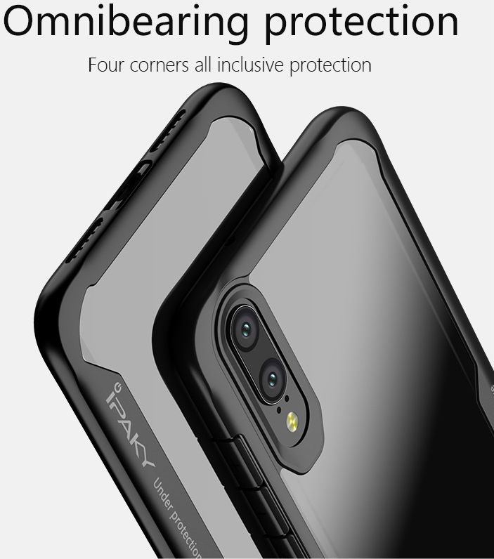 Ipaky Hybrid Back Cover Case Huawei P20 Lite Zwart afbeelding 6