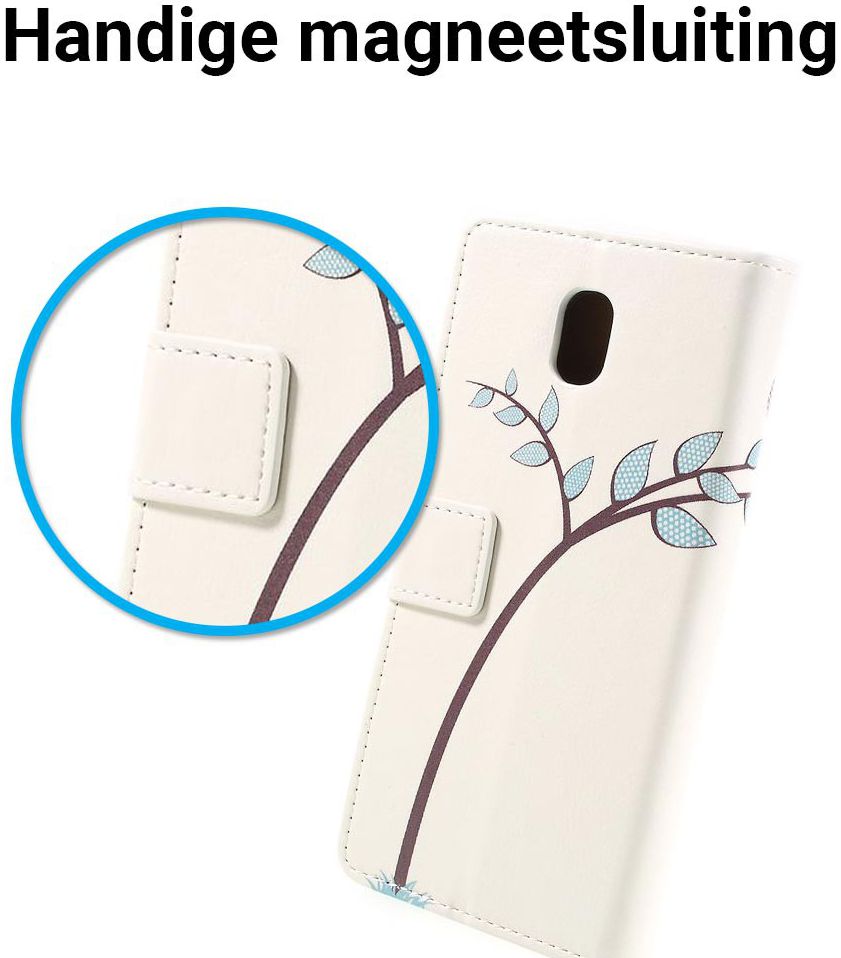 Samsung Galaxy J6 2018 Lederen Portemonnee Hoesje met Cute Owls Print afbeelding 3