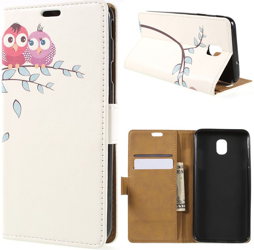 Samsung Galaxy J6 2018 Lederen Portemonnee Hoesje met Cute Owls Print afbeelding 7