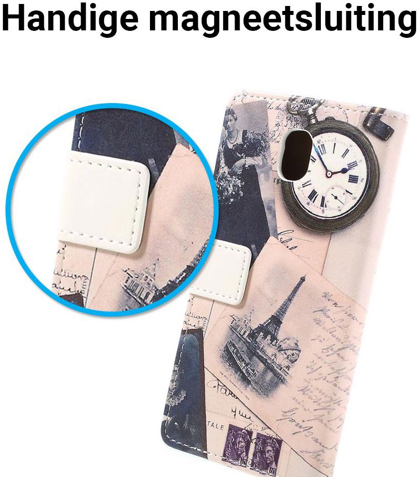 Samsung Galaxy J6 (2018) Lederen Portemonnee Hoesje Eiffeltoren Print afbeelding 3