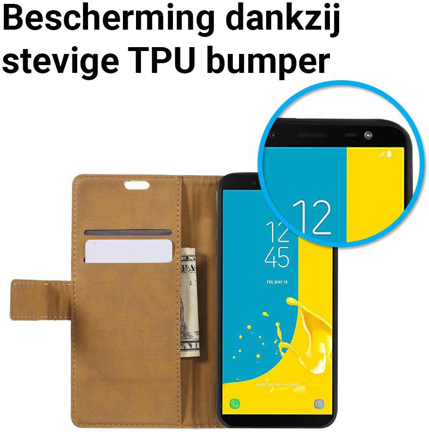 Samsung Galaxy J6 (2018) Lederen Portemonnee Hoesje Eiffeltoren Print afbeelding 5