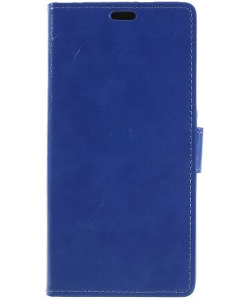 Alcatel 3C Lederen Wallet Stand Hoesje Blauw Hoesjes