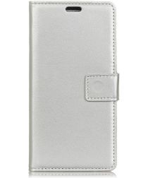 Samsung Galaxy A6 Lederen Wallet Stand Hoesje Zilver