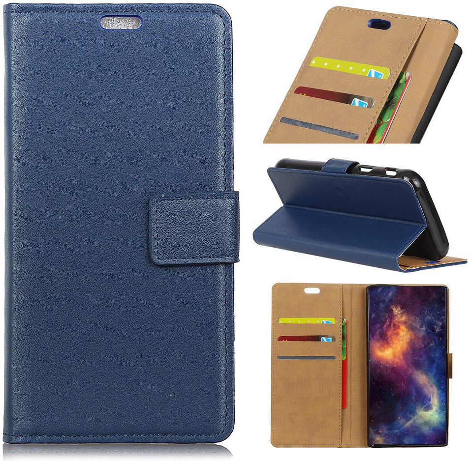 Samsung Galaxy A6 Lederen Wallet Stand Hoesje Blauw afbeelding 7