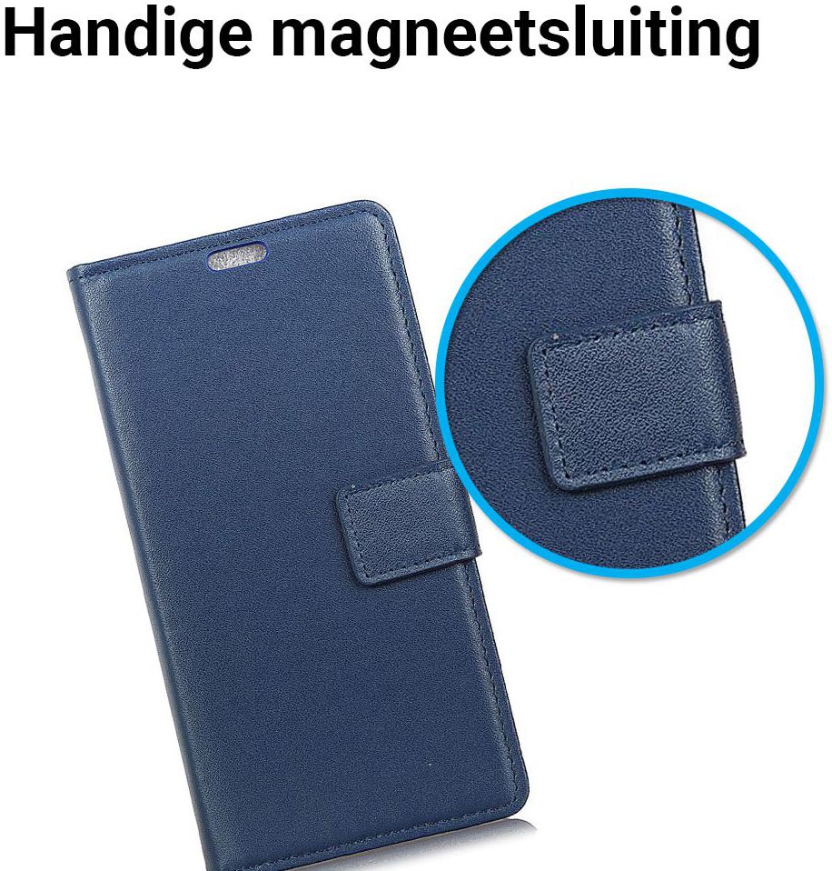 Samsung Galaxy A6 Lederen Wallet Stand Hoesje Blauw afbeelding 4