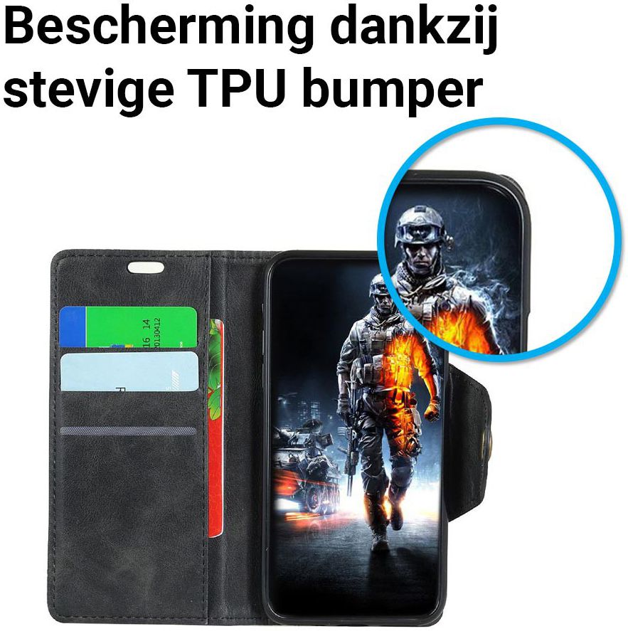 Samsung Galaxy A6 Lederen Wallet Book Case Zwart afbeelding 4
