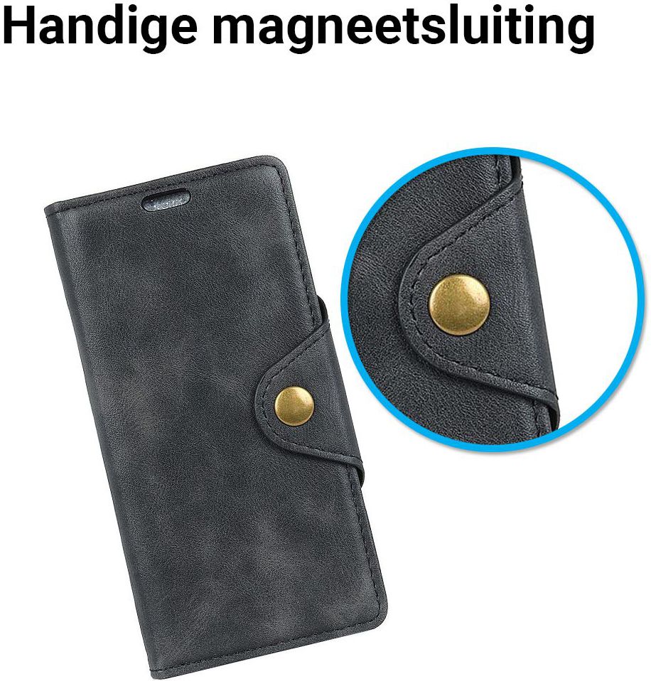Samsung Galaxy A6 Lederen Wallet Book Case Zwart afbeelding 5
