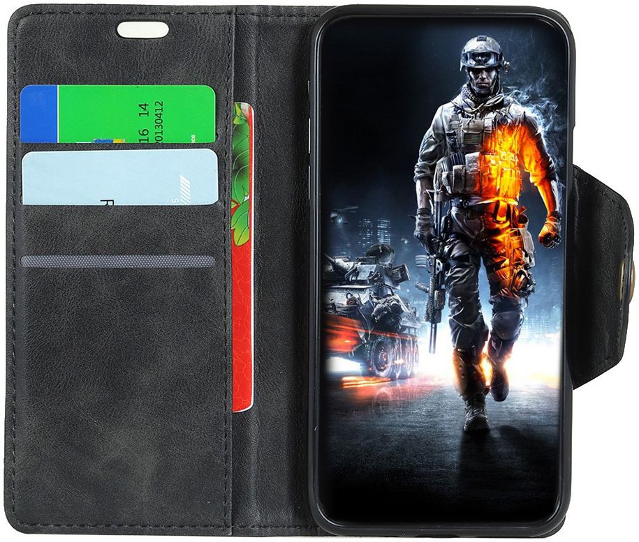 Samsung Galaxy A6 Lederen Wallet Book Case Zwart afbeelding 2