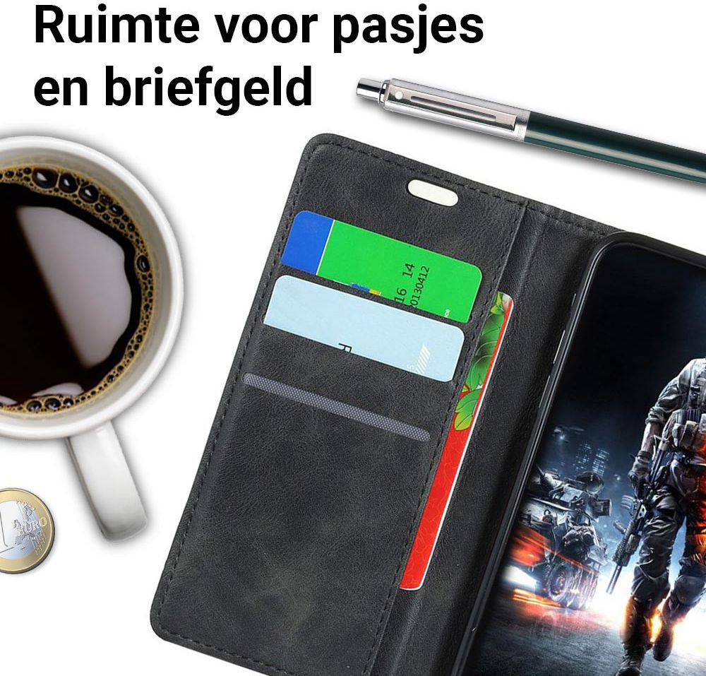 Samsung Galaxy A6 Lederen Wallet Book Case Zwart afbeelding 3