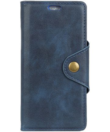 Samsung Galaxy A6 Lederen Wallet Book Case Blauw Hoesjes