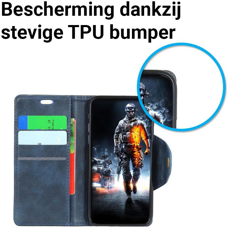 Samsung Galaxy A6 Lederen Wallet Book Case Blauw afbeelding 4