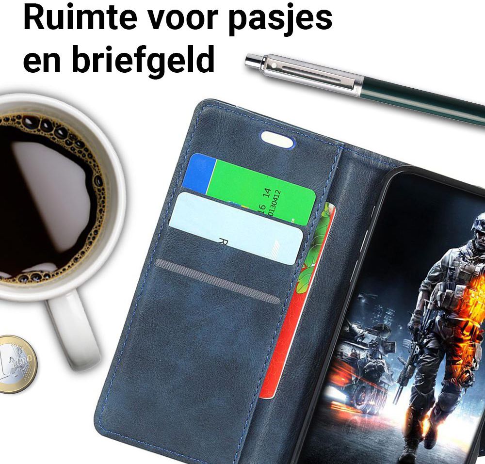 Samsung Galaxy A6 Lederen Wallet Book Case Blauw afbeelding 3