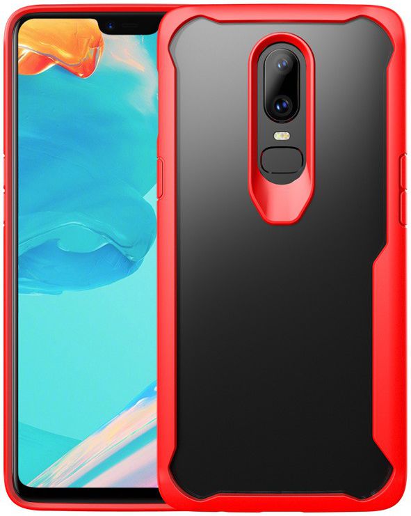 OnePlus 6 Back Cover Hoesje Transparant Rood | GSMpunt.nl