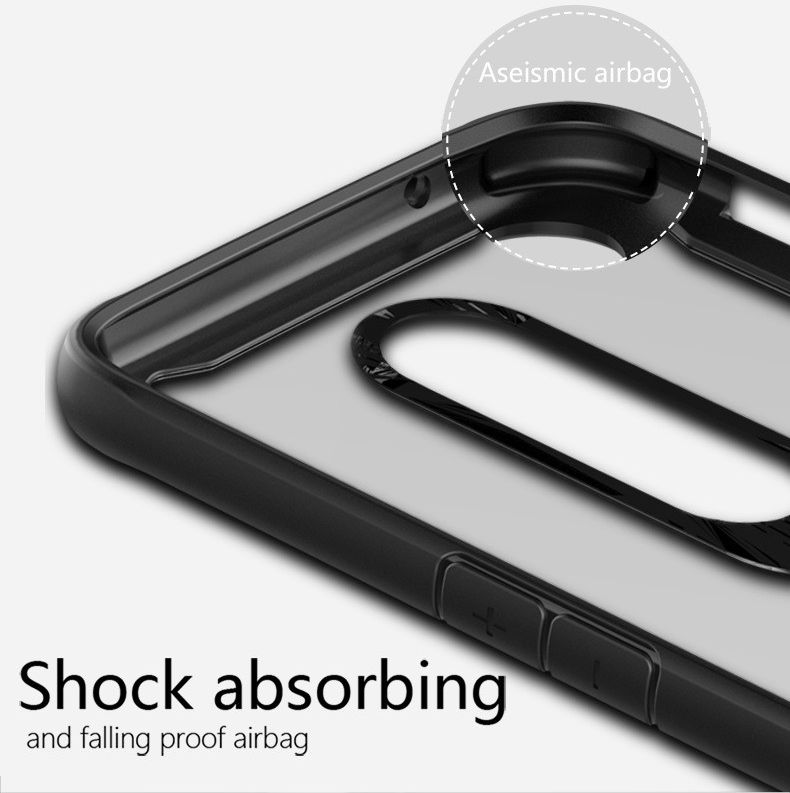 OnePlus 6 Hybride Back Cover Hoesje Transparant / Rood afbeelding 5