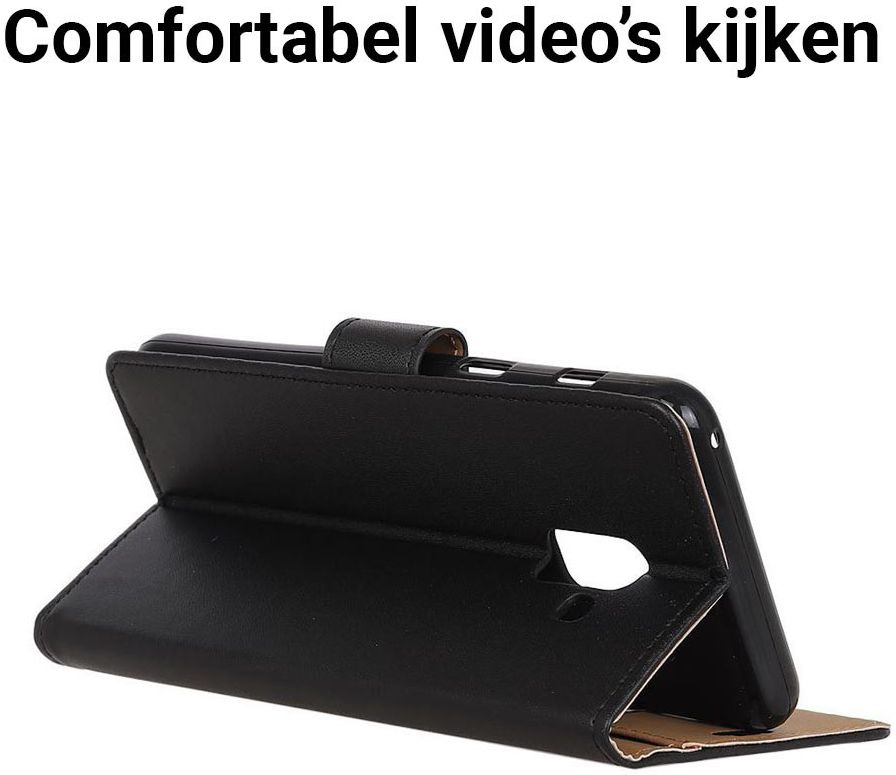 Samsung Galaxy A6 Plus Lederen Wallet Stand Hoesje Zwart afbeelding 6