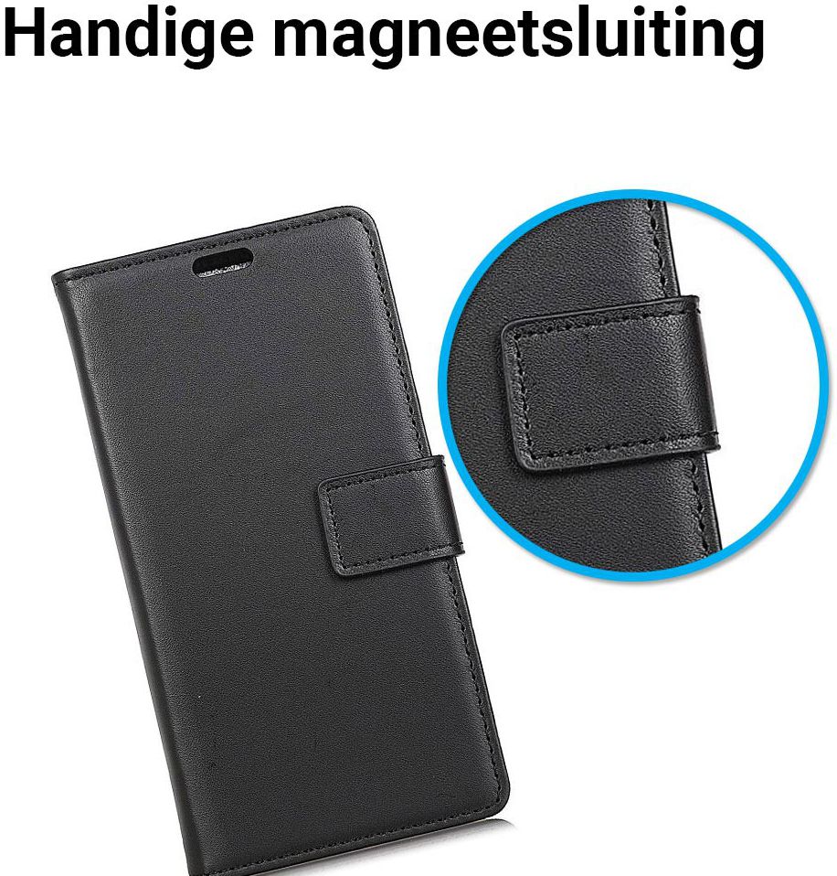 Samsung Galaxy A6 Plus Lederen Wallet Stand Hoesje Zwart afbeelding 4