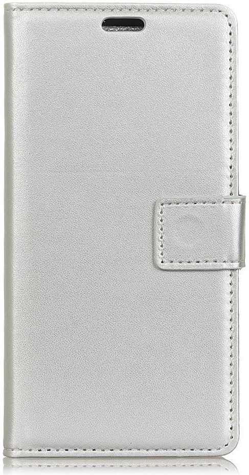 Samsung Galaxy A6 Plus Lederen Wallet Stand Hoesje Zilver afbeelding 1