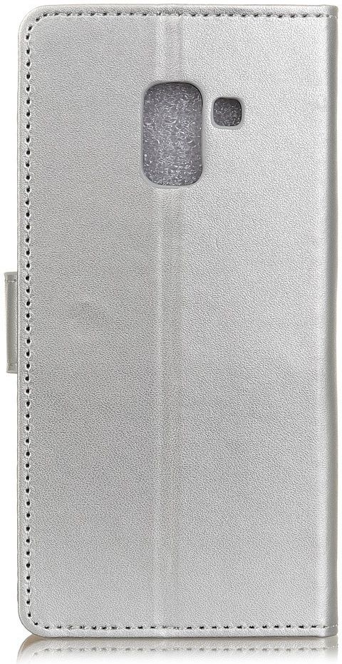 Samsung Galaxy A6 Plus Lederen Wallet Stand Hoesje Zilver afbeelding 10