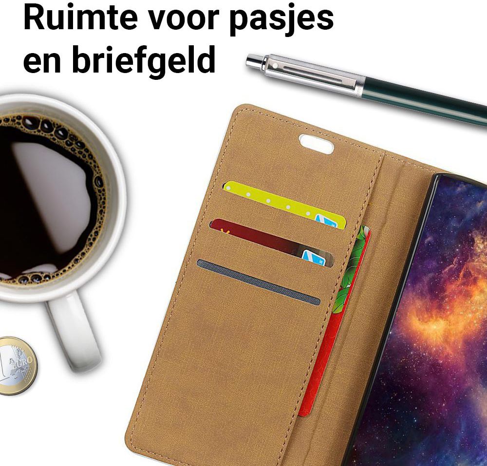 OnePlus 6 Lederen Wallet Stand Hoesje Zilver afbeelding 3