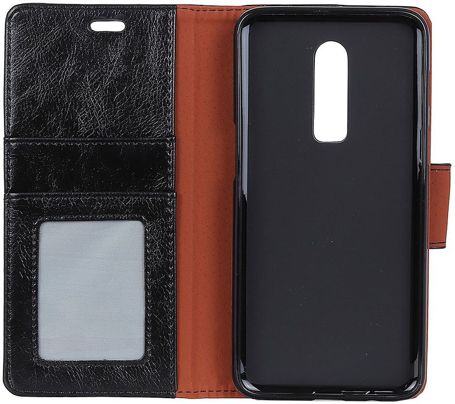 OnePlus 6 Split Lederen Portemonnee Hoesje Zwart afbeelding 7