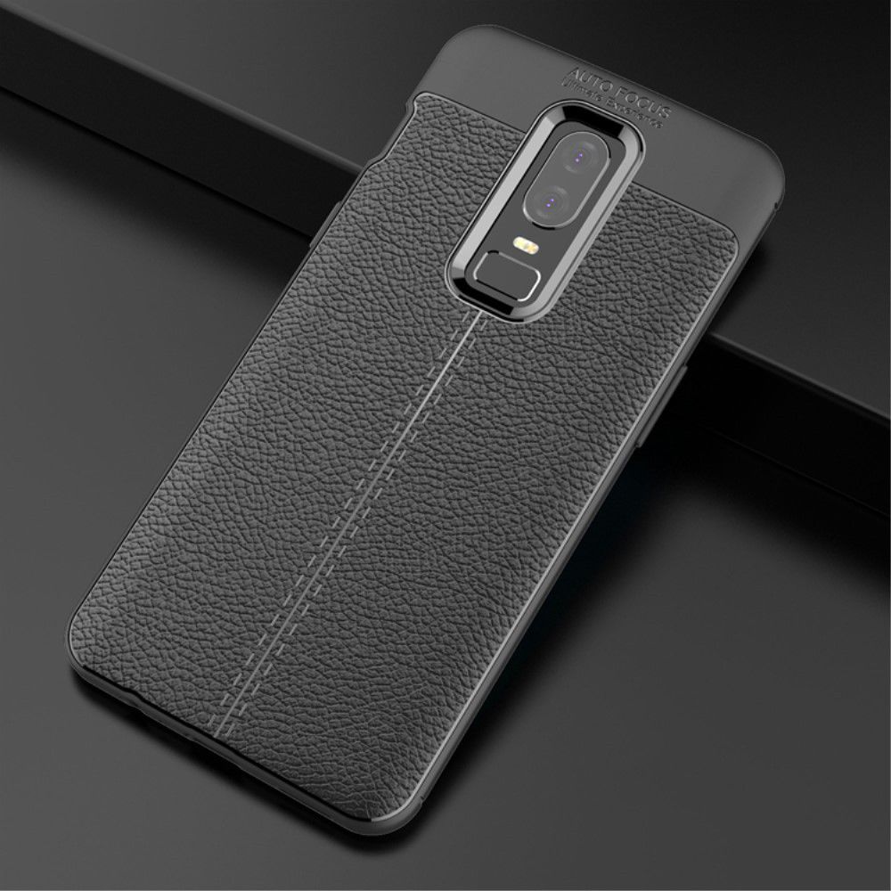 OnePlus 6 Hoesje Back Cover met Lederen Texuur Zwart afbeelding 6
