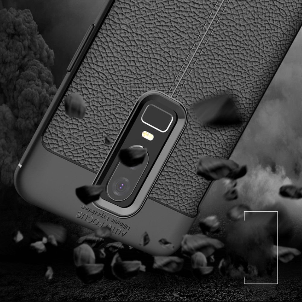 OnePlus 6 Hoesje Back Cover met Lederen Texuur Zwart afbeelding 7