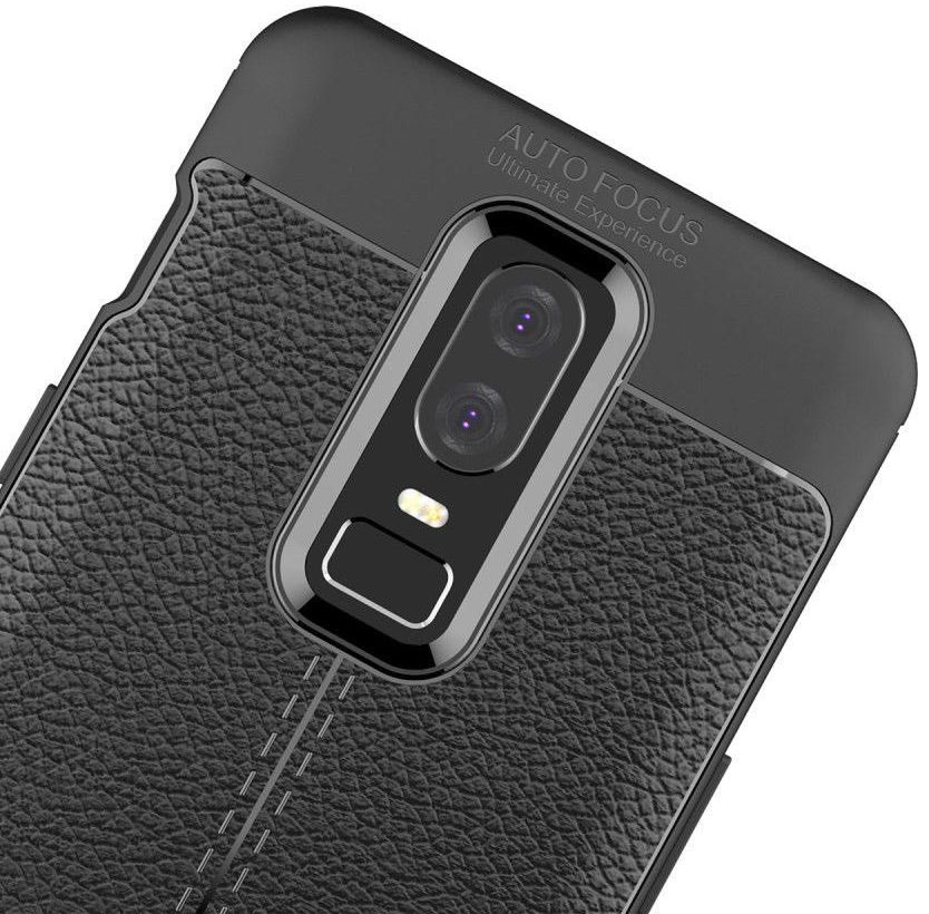 OnePlus 6 Hoesje Back Cover met Lederen Texuur Zwart afbeelding 8