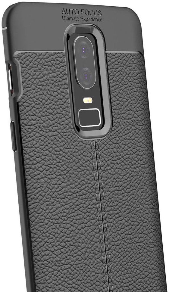 OnePlus 6 Hoesje Back Cover met Lederen Texuur Zwart afbeelding 9