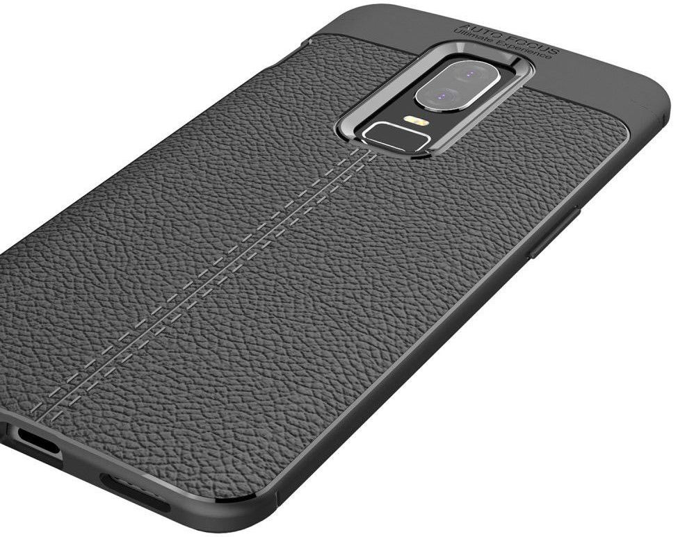 OnePlus 6 Hoesje Back Cover met Lederen Texuur Zwart afbeelding 11