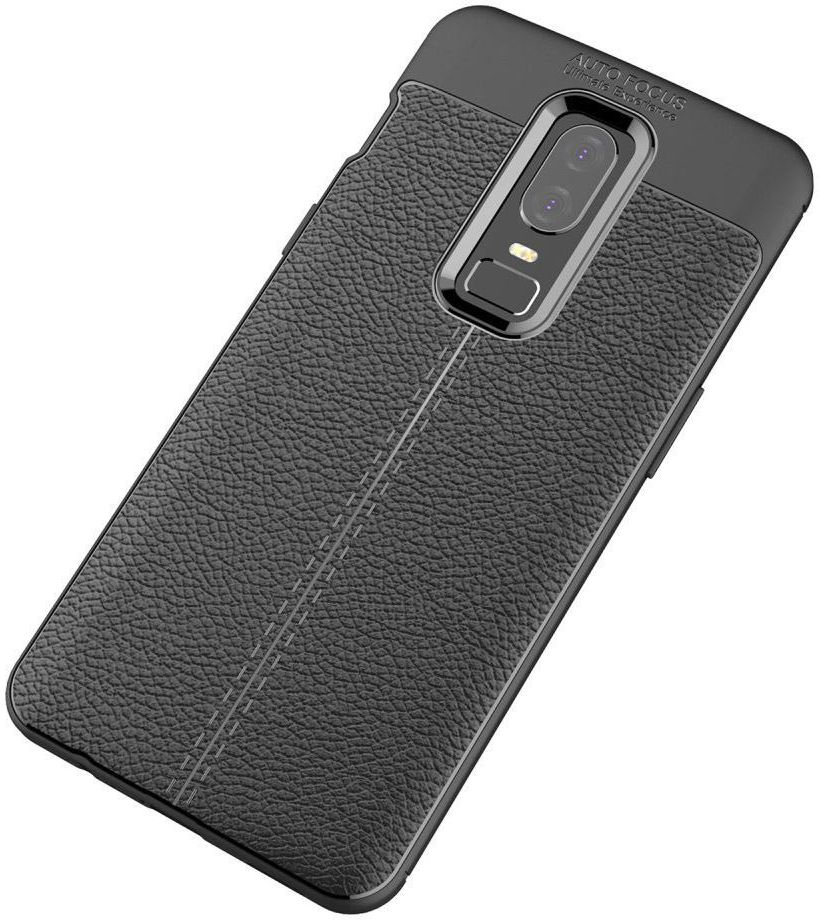 OnePlus 6 Hoesje Back Cover met Lederen Texuur Zwart afbeelding 12