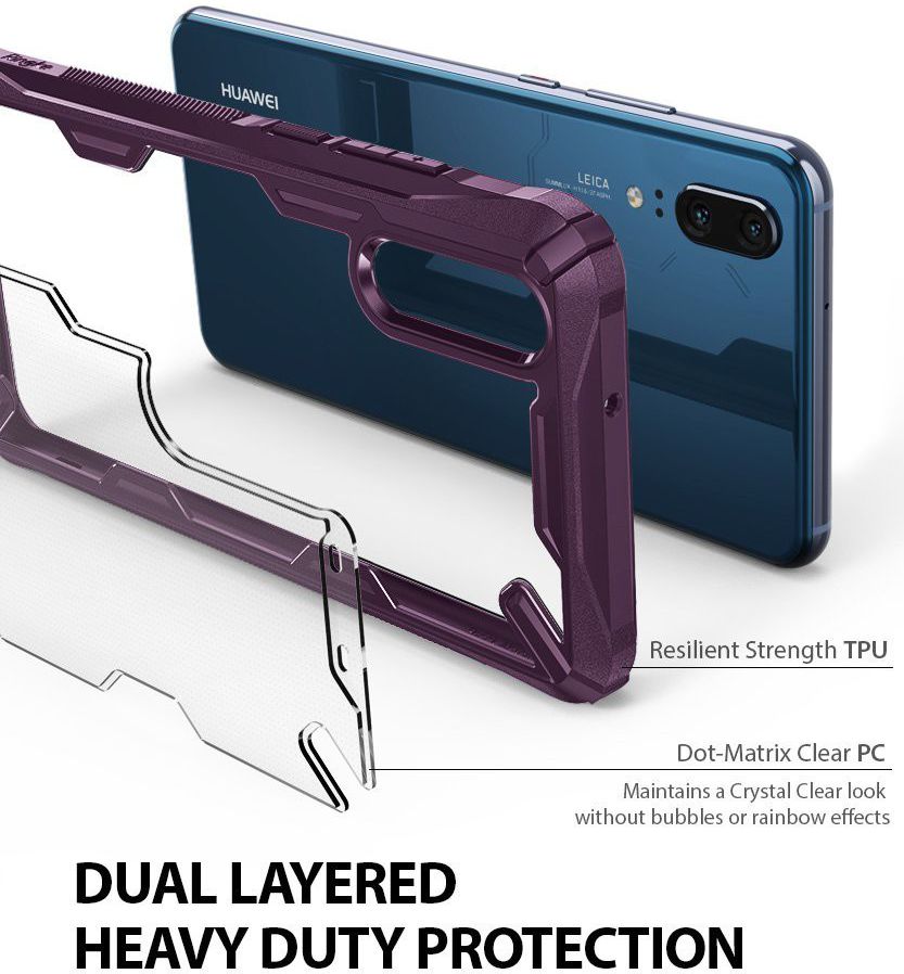 Ringke Fusion X Huawei P20 Hoesje Doorzichtig Lilac Purple afbeelding 3