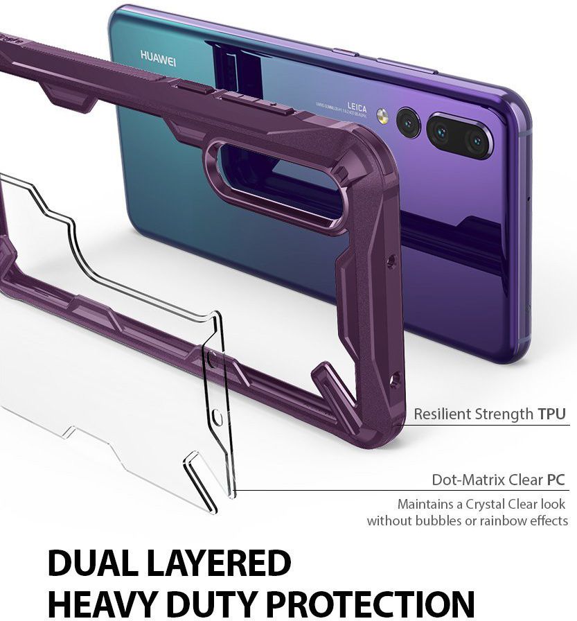 Ringke Fusion X Huawei P20 Pro Hoesje Doorzichtig Lilac Purple afbeelding 3