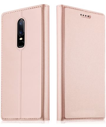 OnePlus 6 Luxe Portemonnee Hoesje Roze Goud Hoesjes