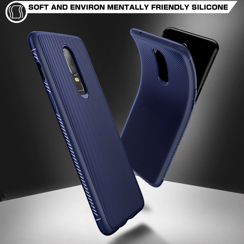 OnePlus 6 Twill slim texture backcover blauw afbeelding 2