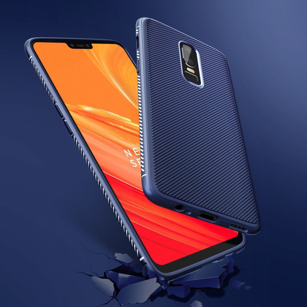 OnePlus 6 Twill slim texture backcover blauw afbeelding 6